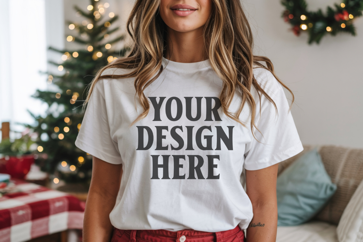Christmas Bella Canvas 3001 Ash Shirt Mockup ,Trandy Mock