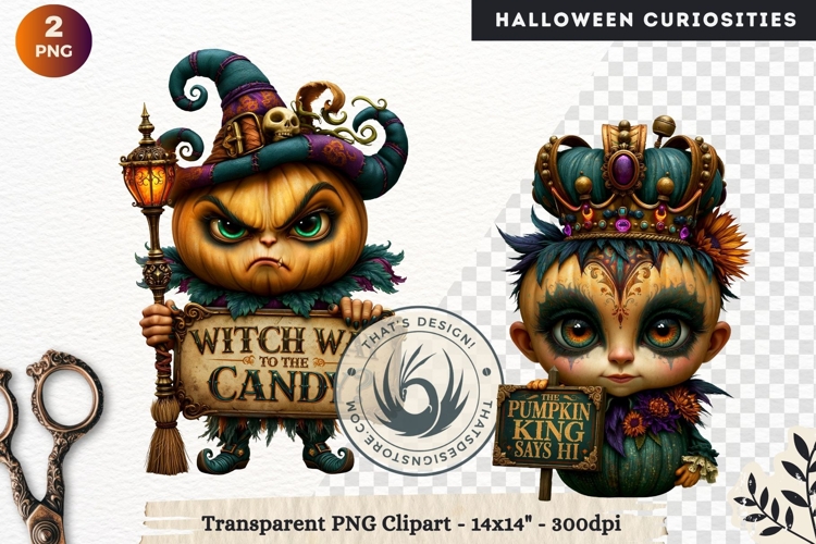 Surreal Halloween Character Cliparts Spooky Curiosities