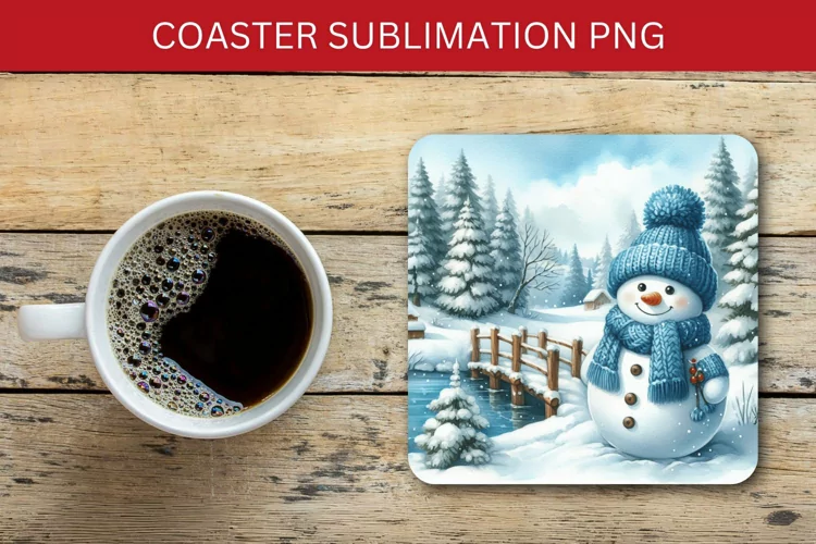 square coaster - christmas snowman
