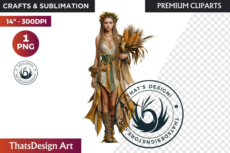 Fantasy Autumn Guardian - Epic Fall Character Clipart PNG