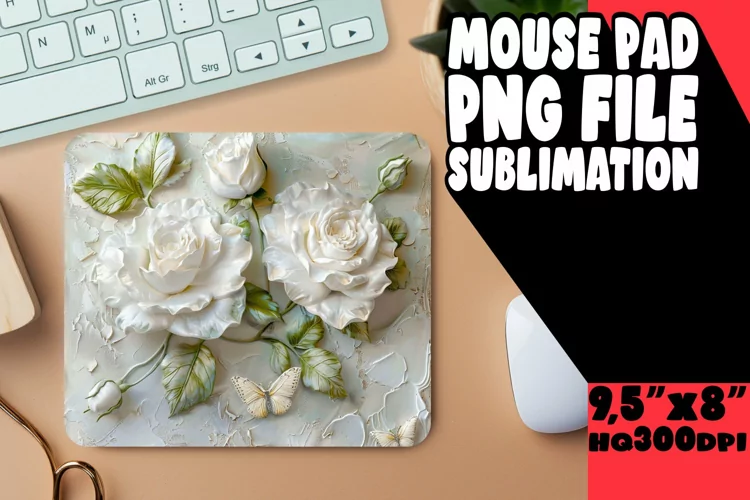 Delicate Floral 3D Design Mouse Pad