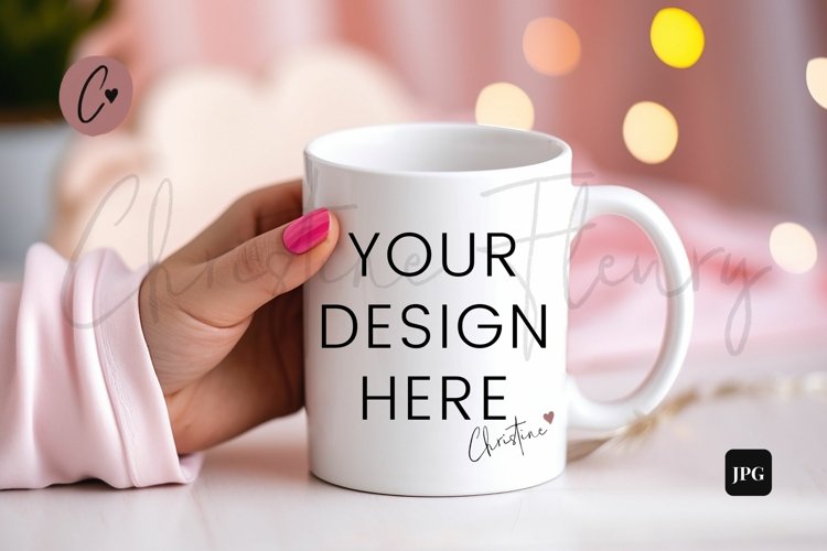 Valentine's Mug Mockup In Hands | Valentine's Day Mockup example image 1