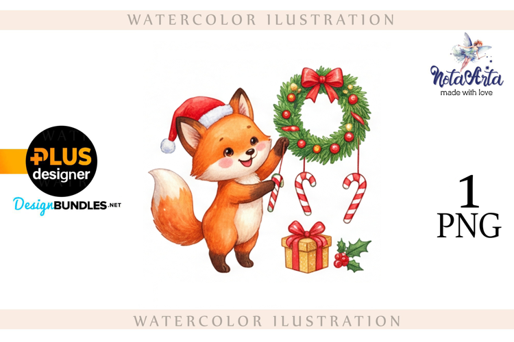 Illustration of a cute Christmas fox