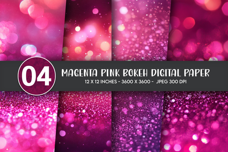 Magenta Pink Bokeh Digital Paper example image 1