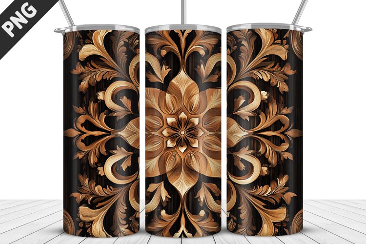 Wood Carving Tumbler Wrap | Sublimation Design | Tumbler PNG