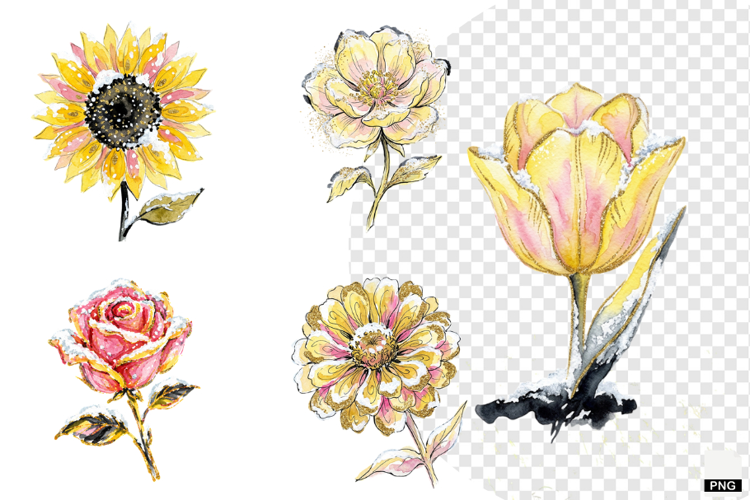 Snowy Flowers Garden Clipart