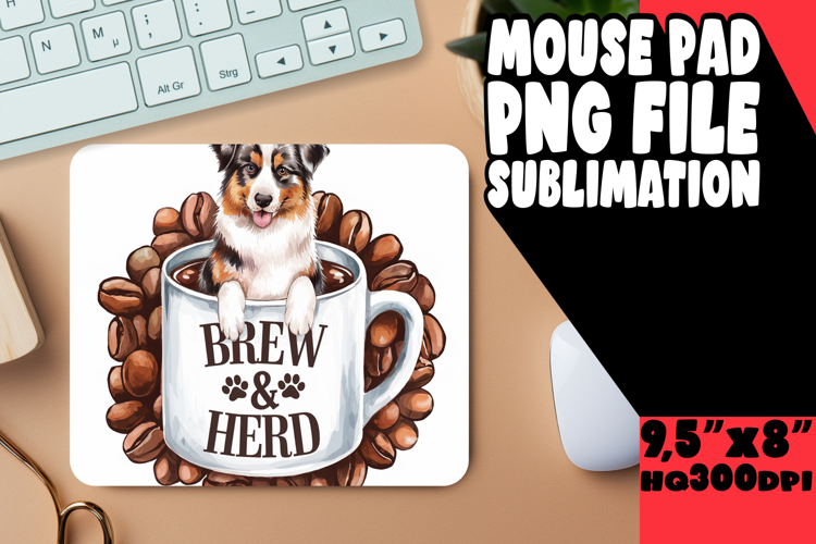 ENCHANTED mouse PAD Fun Sublimation, Coffee Dog