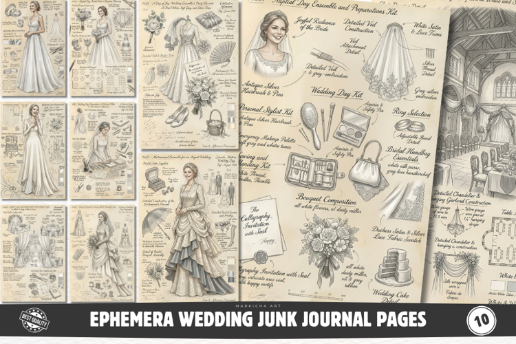 Ephemera Wedding Junk Journal Pages - Junk Journal Pack