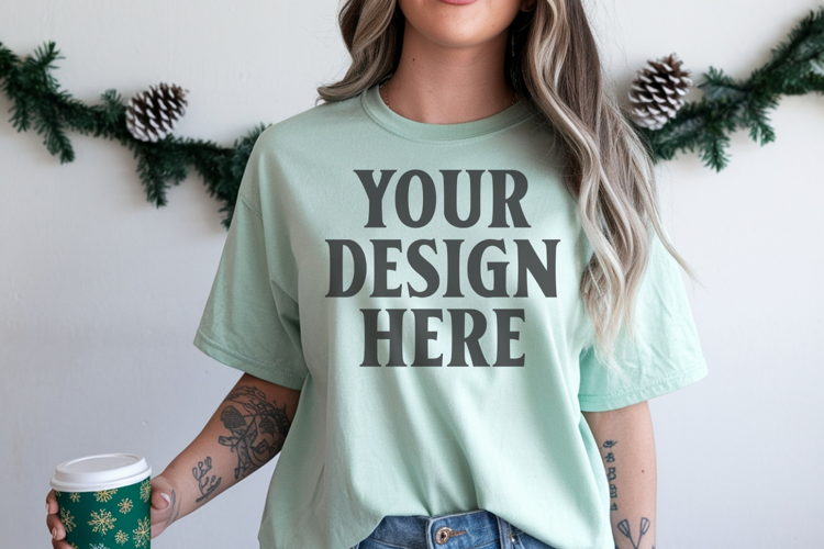 Chalky Mint Christmas Comfort Colors 1717 TShirt Mockup,cc17