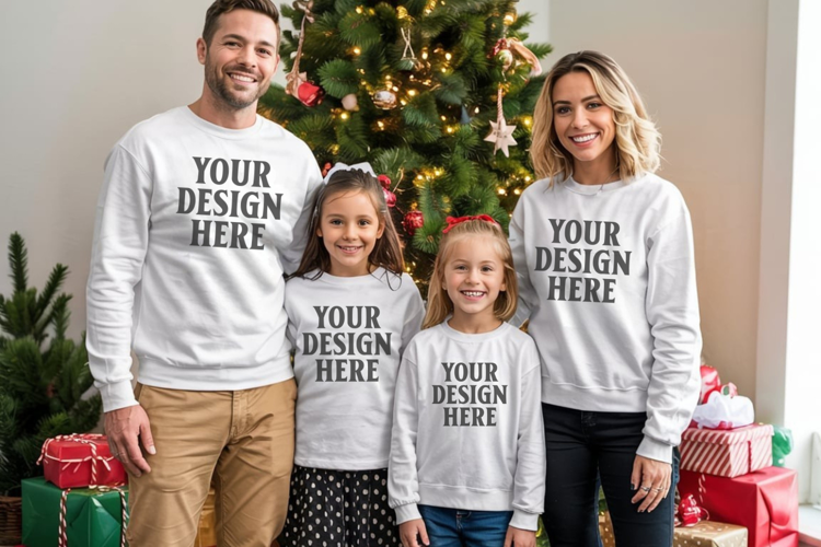 Christmas Family Matching T-Shirt Mockups | Holiday Group
