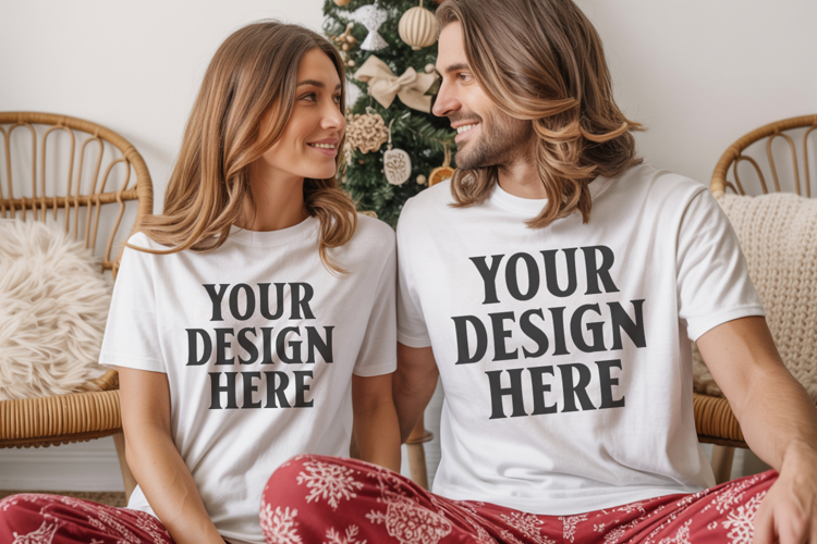 Christmas Comfort color Couple Mockup , Couple mockup