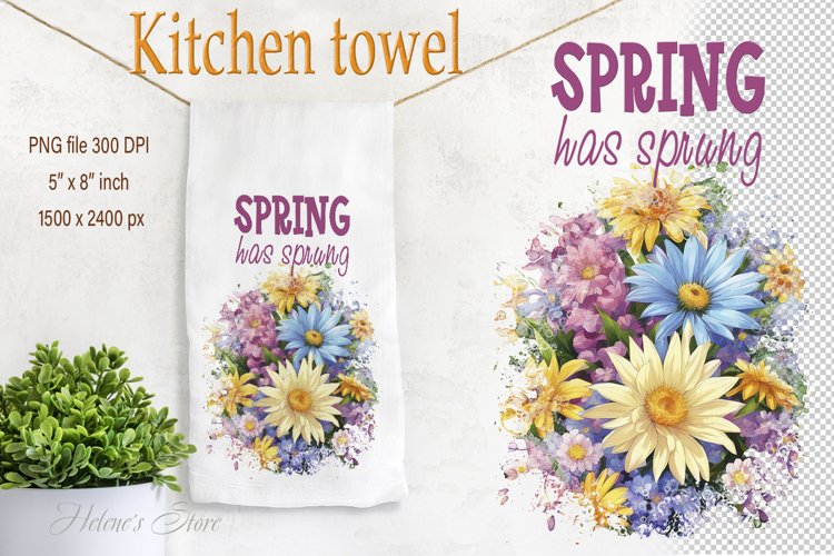 Spring has sprung kitchen tea towel | Dish Towel sublimation