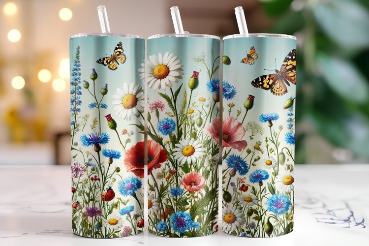 Flowers Tumbler Wrap | Sublimation | Tumblers example image 1