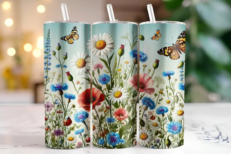 Flowers Tumbler Wrap | Sublimation | Tumblers
