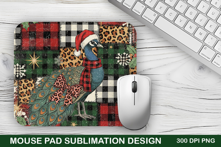 Christmas Peacock Mouse Pad Sublimation - Christmas Design