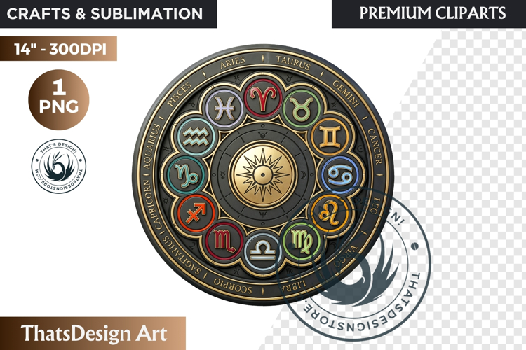 Wheel of Zodiac Alchemical Zodiac Clipart Magic Horoscope
