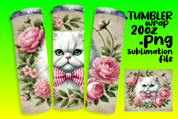 GRACEFUL 20oz Tumbler Design for Sublimation , Cute Cat