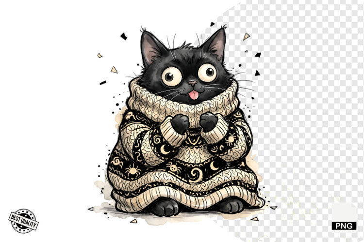 Halloween Black Cat Clipart example image 1