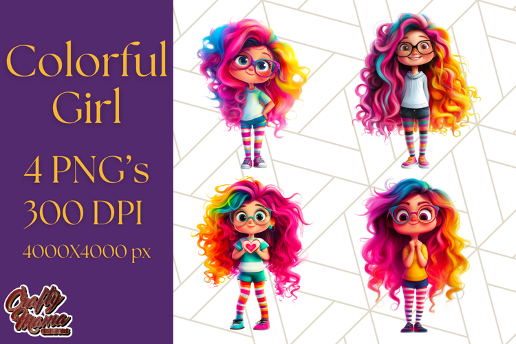 Cute Girl Clipart PNG, Playful Character Illustration
