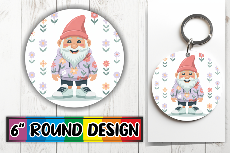Playful Ornaments Circle Sublimation, Spring Gnomes