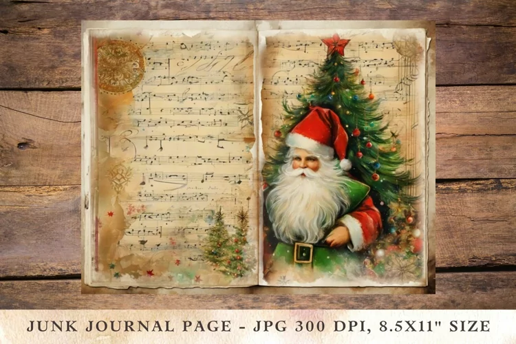 Printable Junk Journal Pages christmas santa claus 7