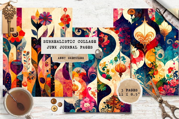 Surrealistic Mixed-Media Junk Journal Pages Printable