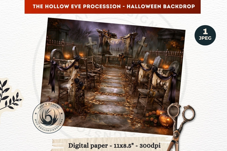 Gothic Halloween background - Hollow Eve Procession Backdrop
