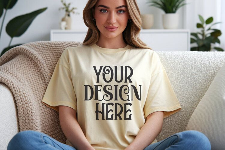 Butter Comfort Colors 1717 T-shirt Mockups,1717 Mockups example image 1