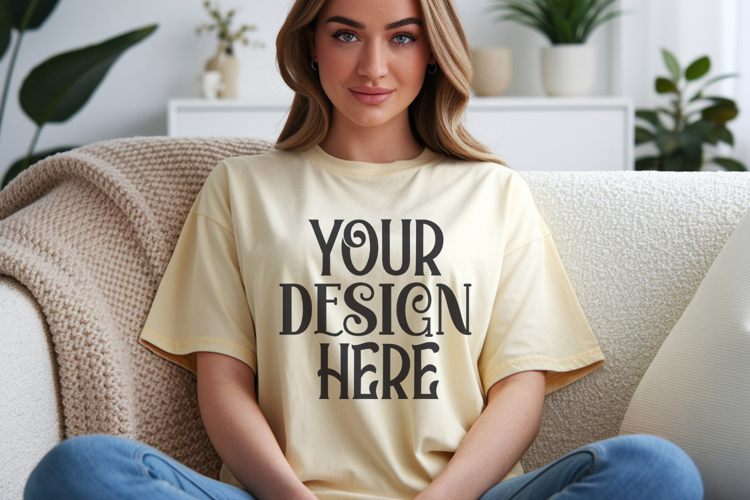 Butter Comfort Colors 1717 T-shirt Mockups,1717 Mockups