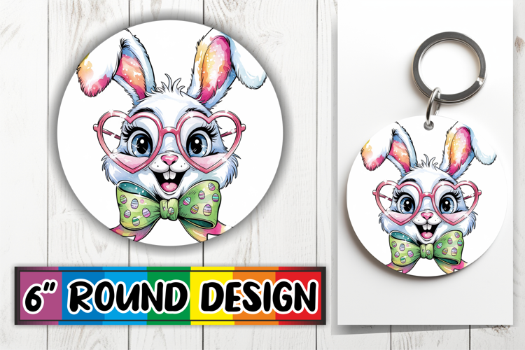 Cheerful Round Car Coaster, Easter Bunny