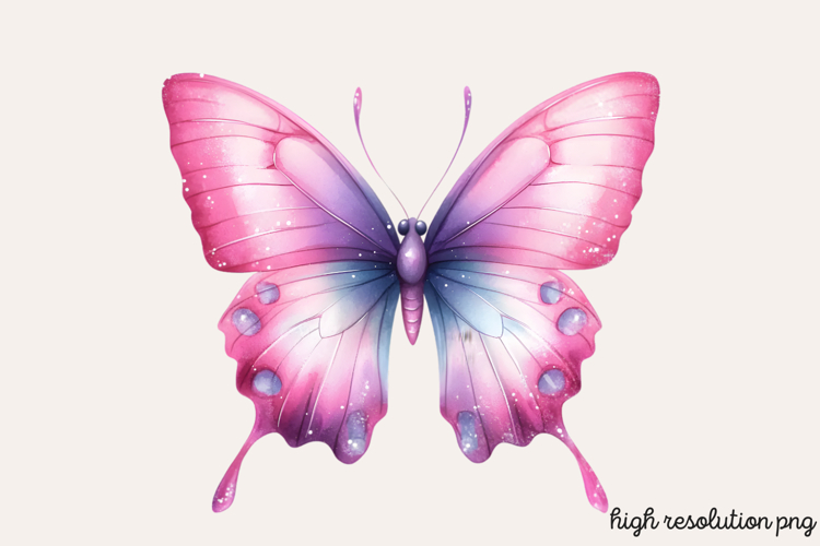 Gilter Pink Butterfly Clipart PNG