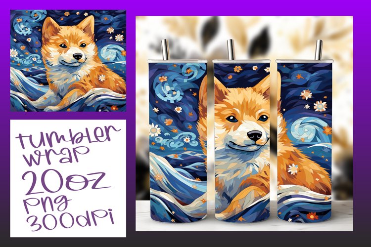 Vibrant Dog Painting Tumbler Wrap - Sublimation