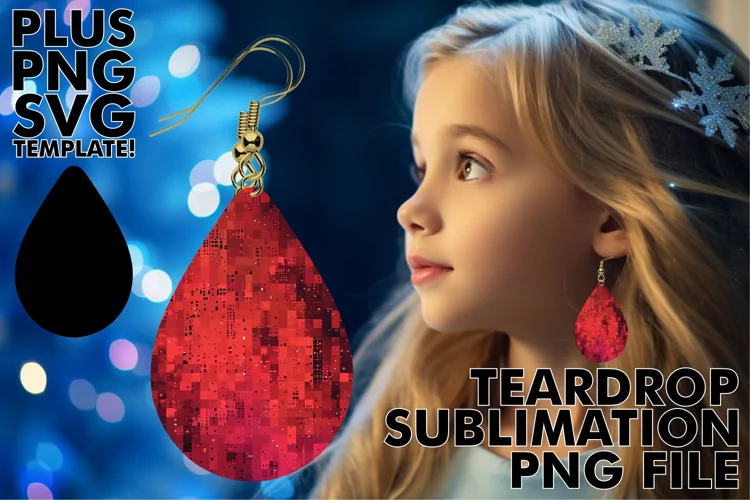 Sublimation Red Glitter Teardrop Glam