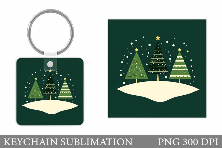 Christmas Tree Keychain. Christmas Keychain Sublimation
