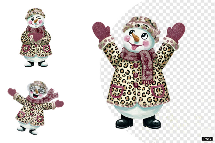 Winter Glitter Snowman Clipart example image 1