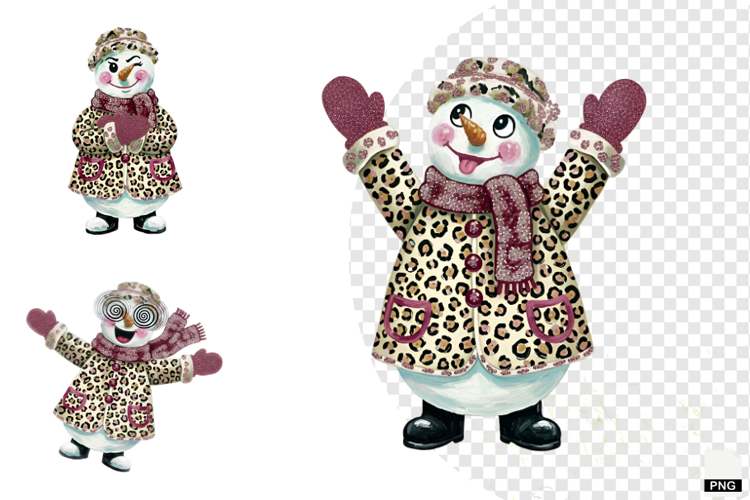 Winter Glitter Snowman Clipart