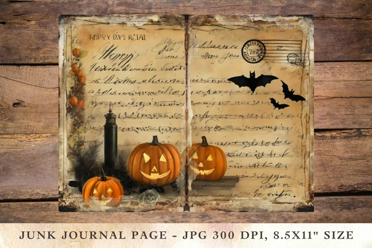Printable Junk Journal Pages halloween pumpkin
