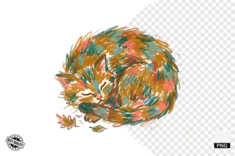 Quirky Funny Autumn Cat Clipart