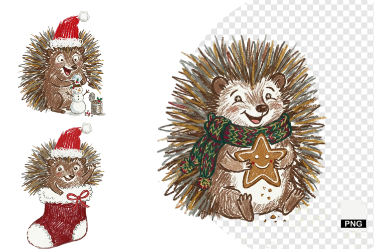 Christmas Hedgehog Clipart