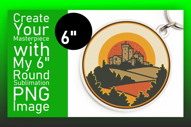 Round Keychain Art - Sublimation Scenic Design example image 1