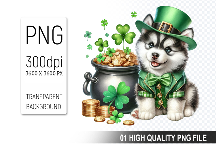 St. Patrick’s Dog with Hat Clipart, Sublimation PNG