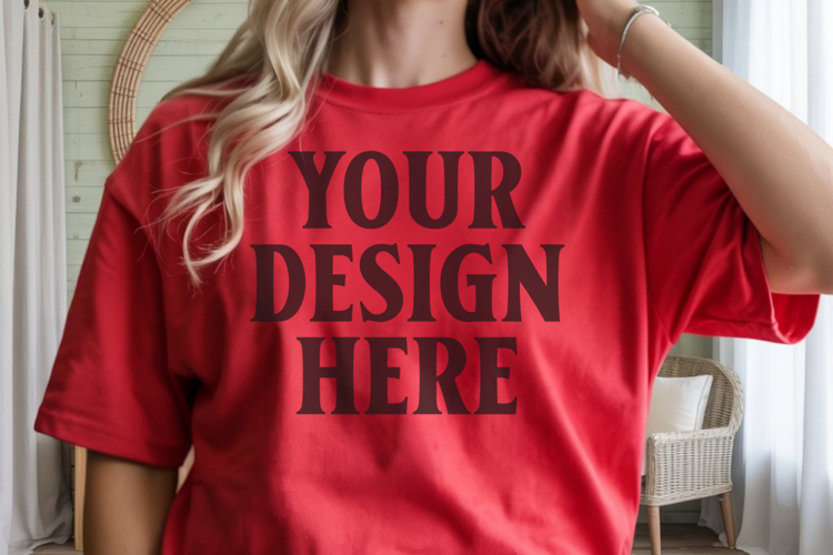 Comfort Colors 1717 Red T-Shirt Mockup