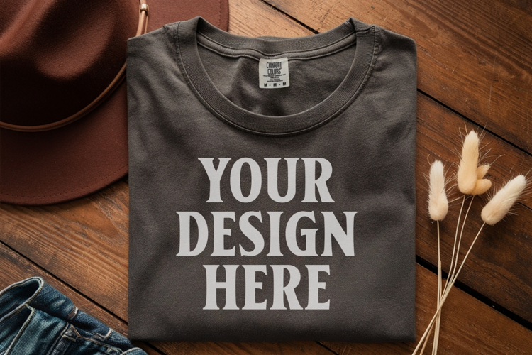 Pepper Comfort Colors 1717 Folded Tshirt Mockups