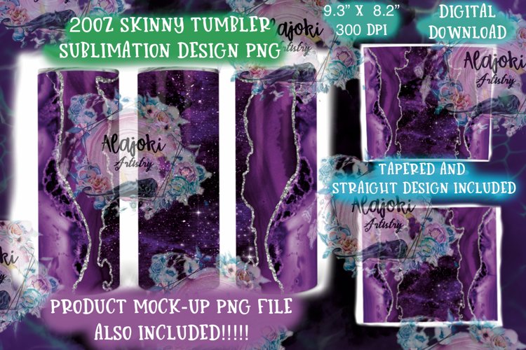 FULL WRAP Agate 20oz Skinny Tumbler Sublimation Template example image 1