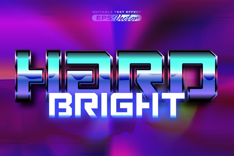 Retro futuristic 80s hard bright editable text effect style