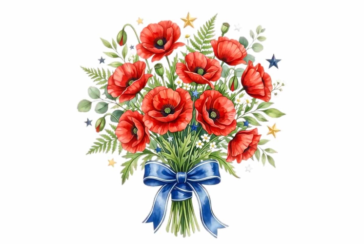 poppy bouquet Memorial Day Patriotic clipart