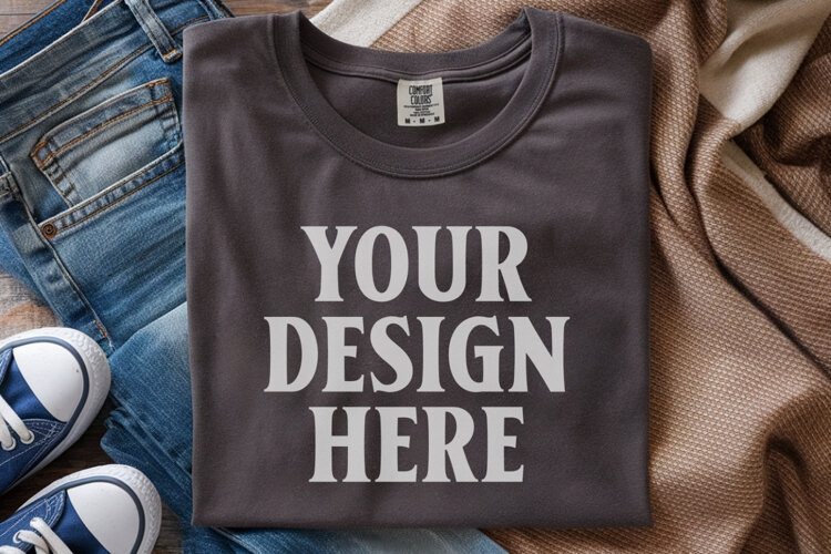 Pepper Comfort Colors 1717 Folded Tshirt Mockups example image 1
