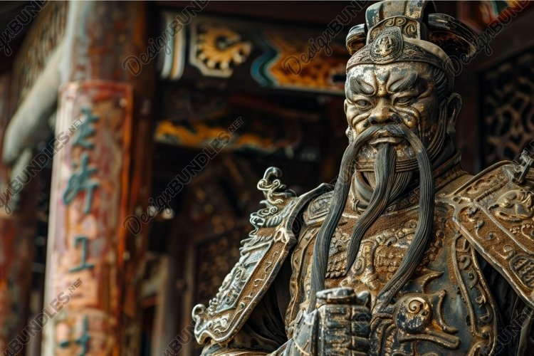 Ancient warrior statue in traditional armor example image 1