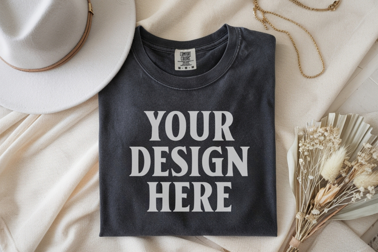 Pepper Comfort Colors 1717 Folded Tshirt Mockups