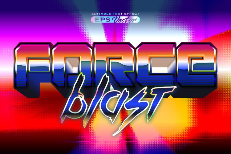 Retro futuristic 80s force blast editable text effect style